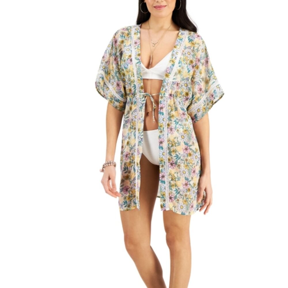 Miken Junior S Printed Kimono Cover up Swimsuit Pink Size Large